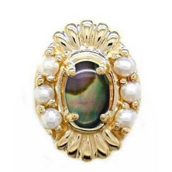 B3047 14K NATURAL PAUA SLIDE WITH PEARL SIDES 